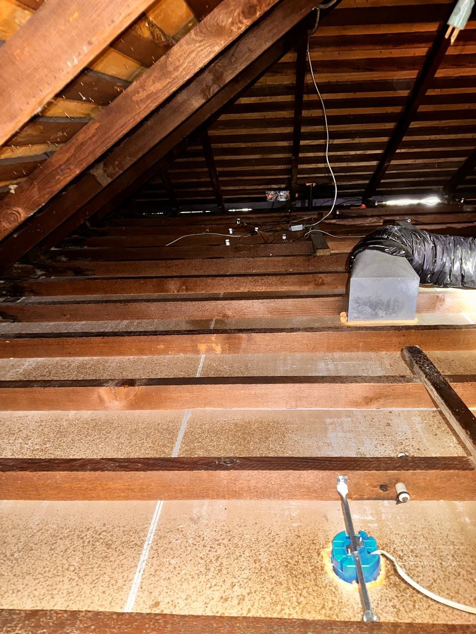 Oakland attic after old insulation removal