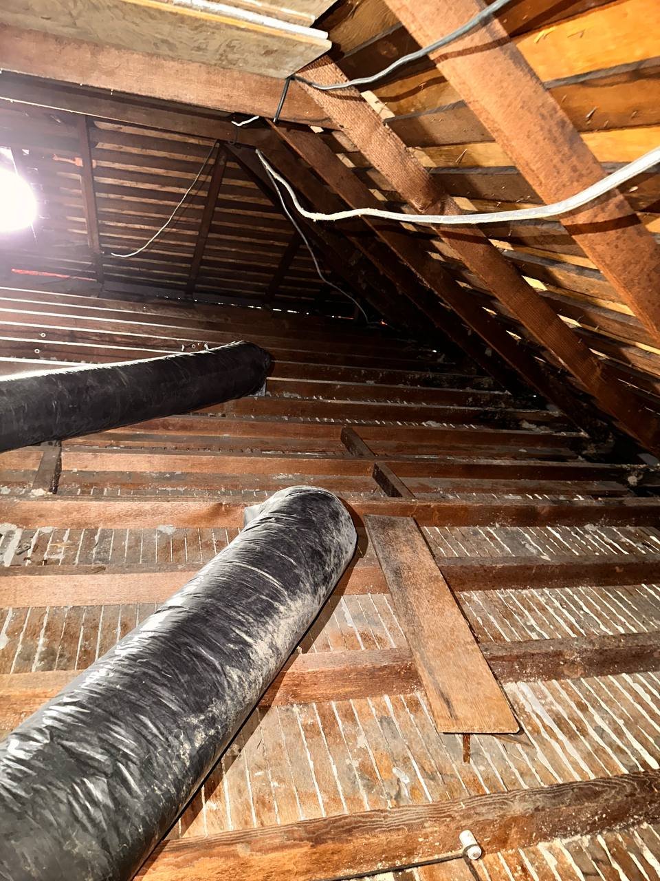 Oakland attic after removal, joists and deck cleaned