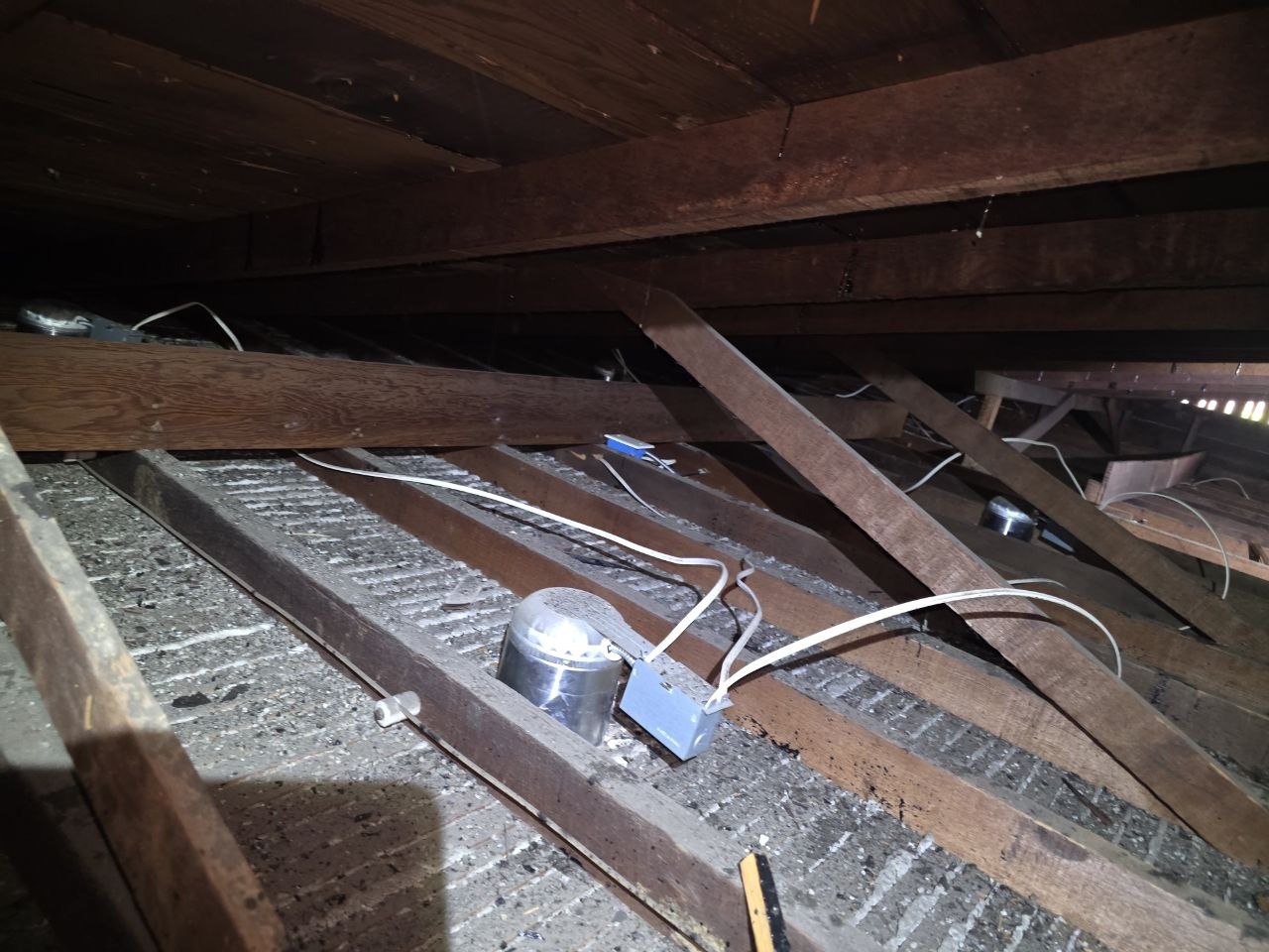 Oakland attic after removal, joists and deck cleaned