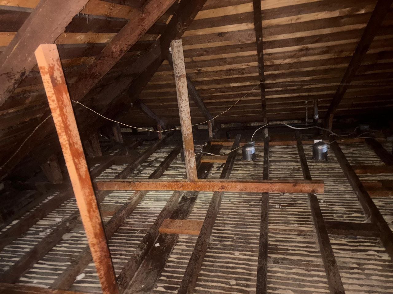 Oakland attic after removal, joists and deck cleaned