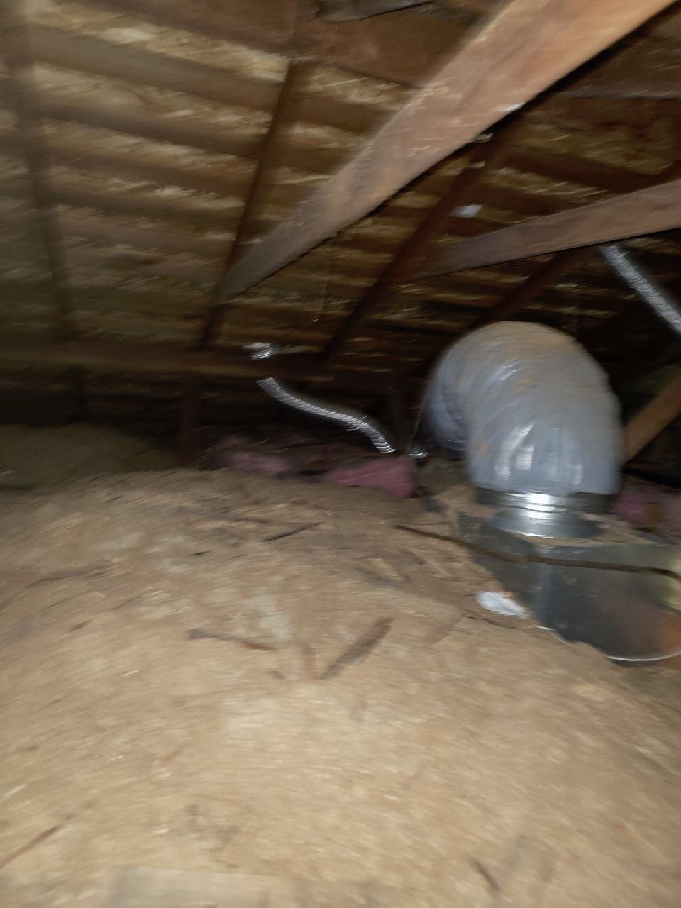 Palo Alto attic before work, old insulation