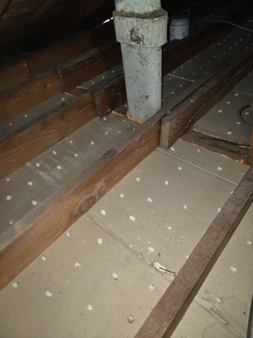 Palo Alto attic after removal, joists and deck cleaned