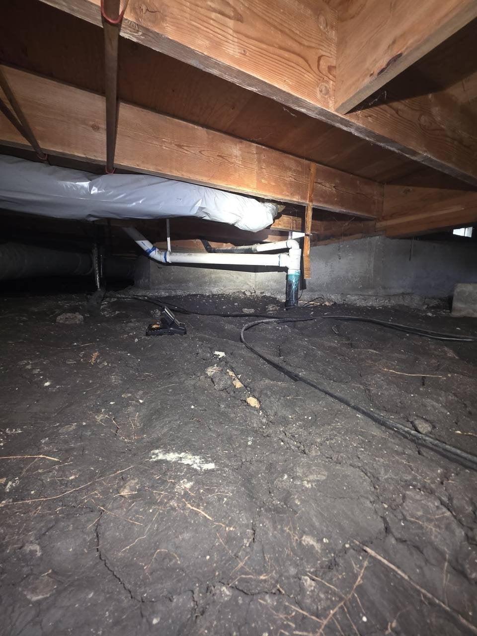 Petaluma crawl space before work, bare soil