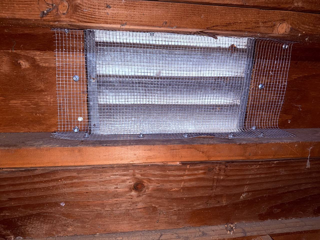 Another attic vent screened with wire mesh in Pleasanton