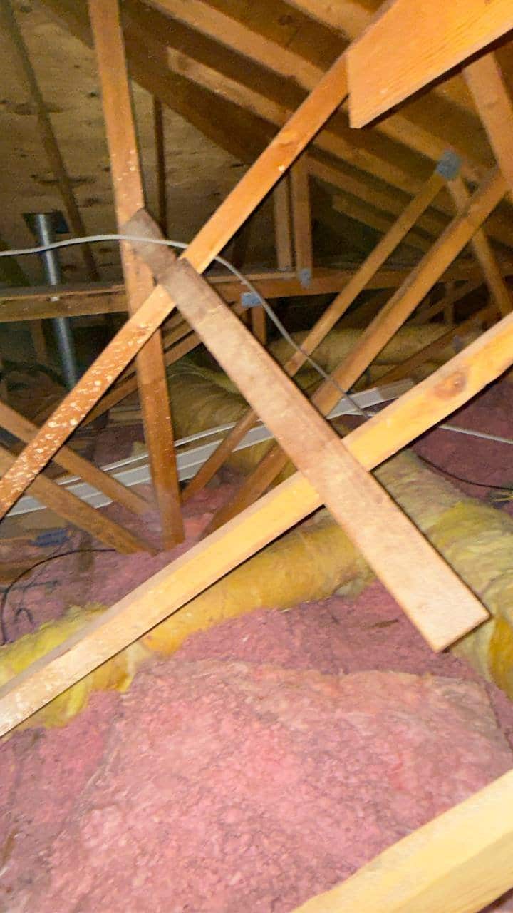 Pleasanton attic before work, old insulation