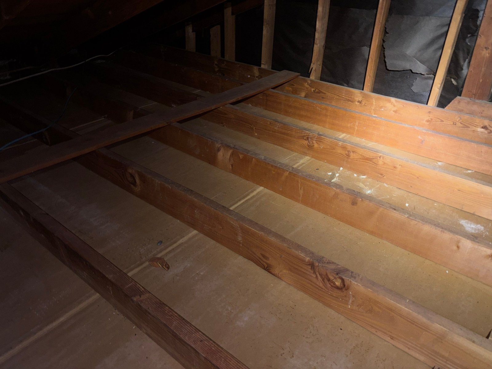 Redondo Beach attic after removal, joists and deck cleaned