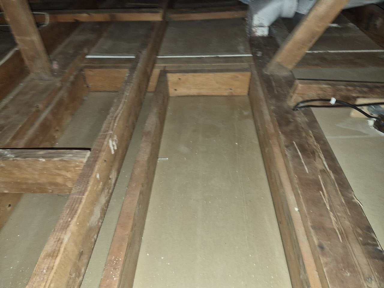 San Jose attic after removal, joists and deck cleaned