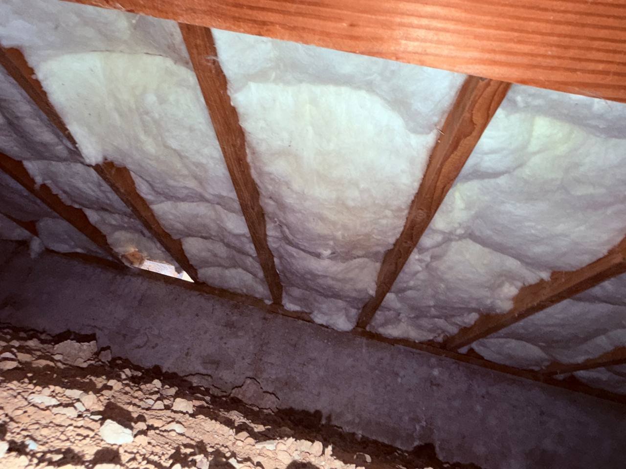 New insulation under the floor of a San Jose crawl space