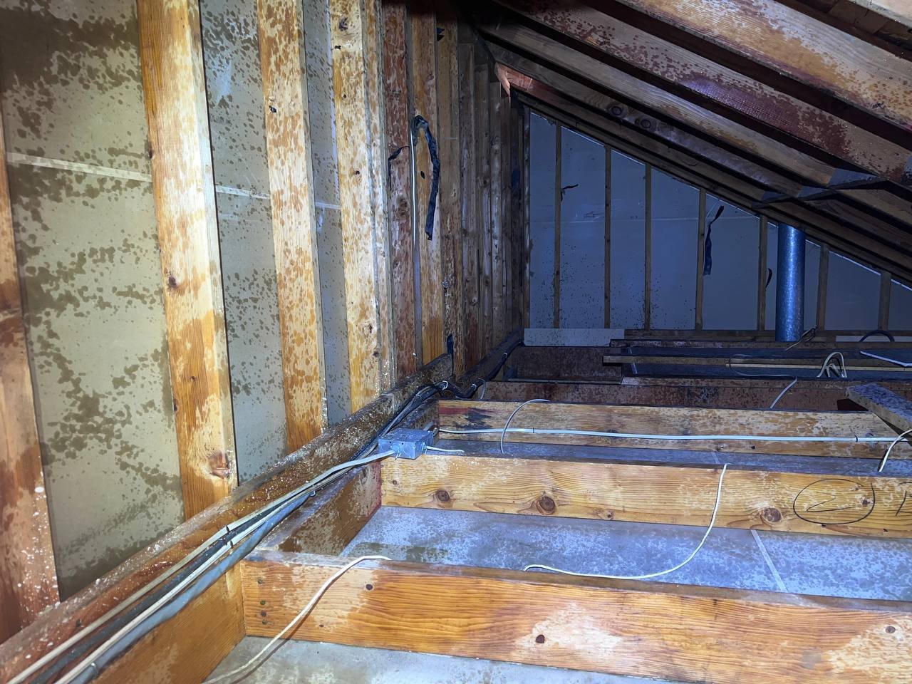 San Jose attic after removal, joists and deck cleaned