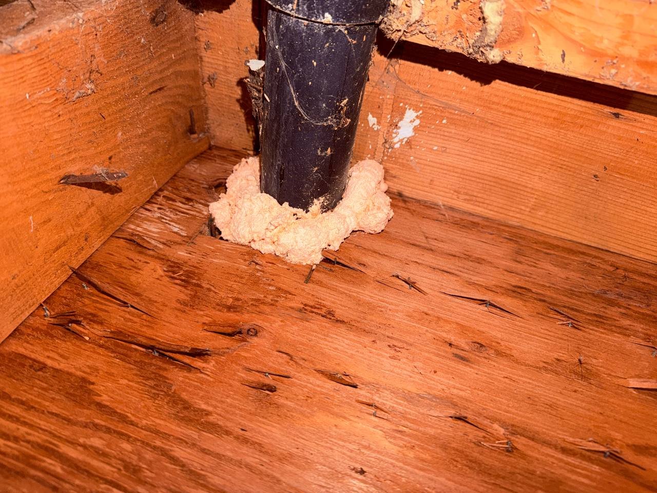 Another foam-sealed pipe penetration in San Jose