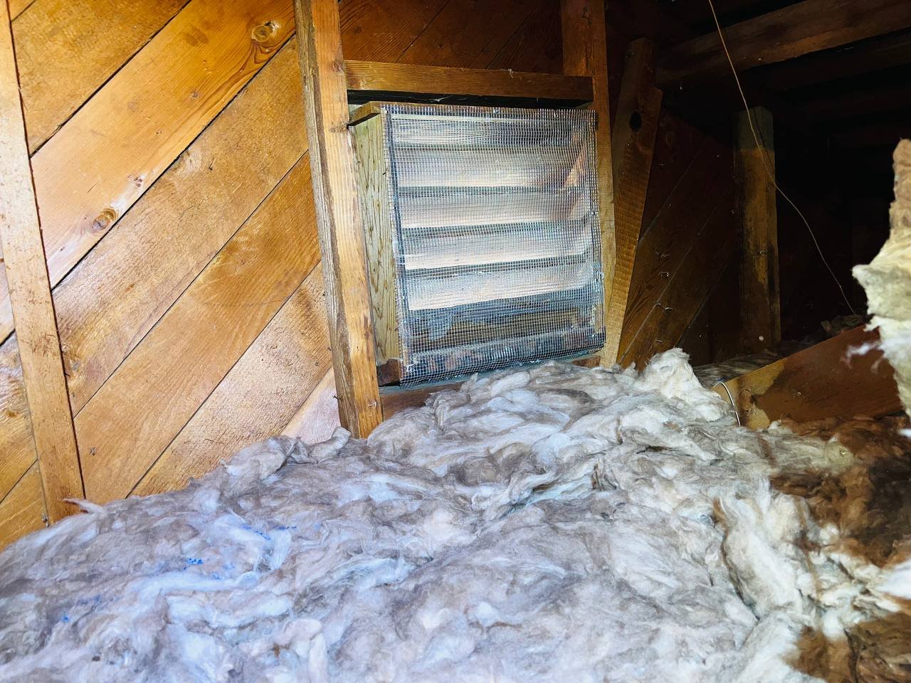 San Jose attic before work, old insulation