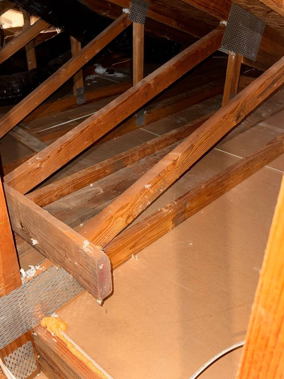 San Jose attic after removal, joists and deck cleaned