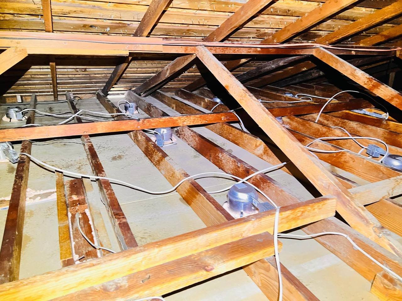 San Jose attic after removal, joists and deck cleaned