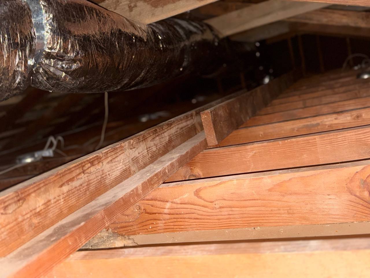 San Jose attic after removal, joists and deck cleaned
