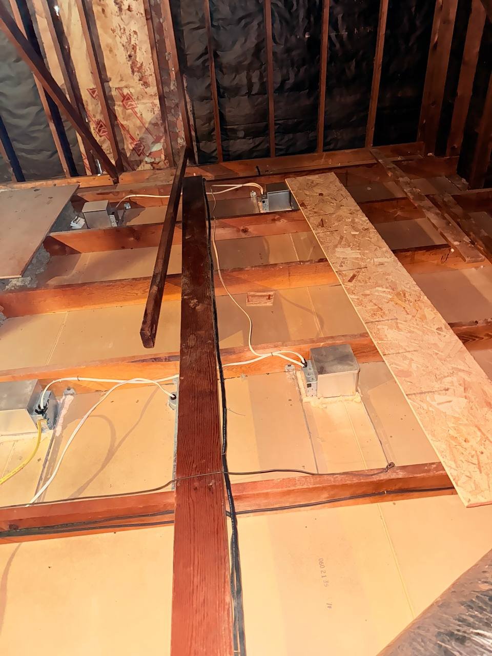 San Jose attic after removal, joists and deck cleaned