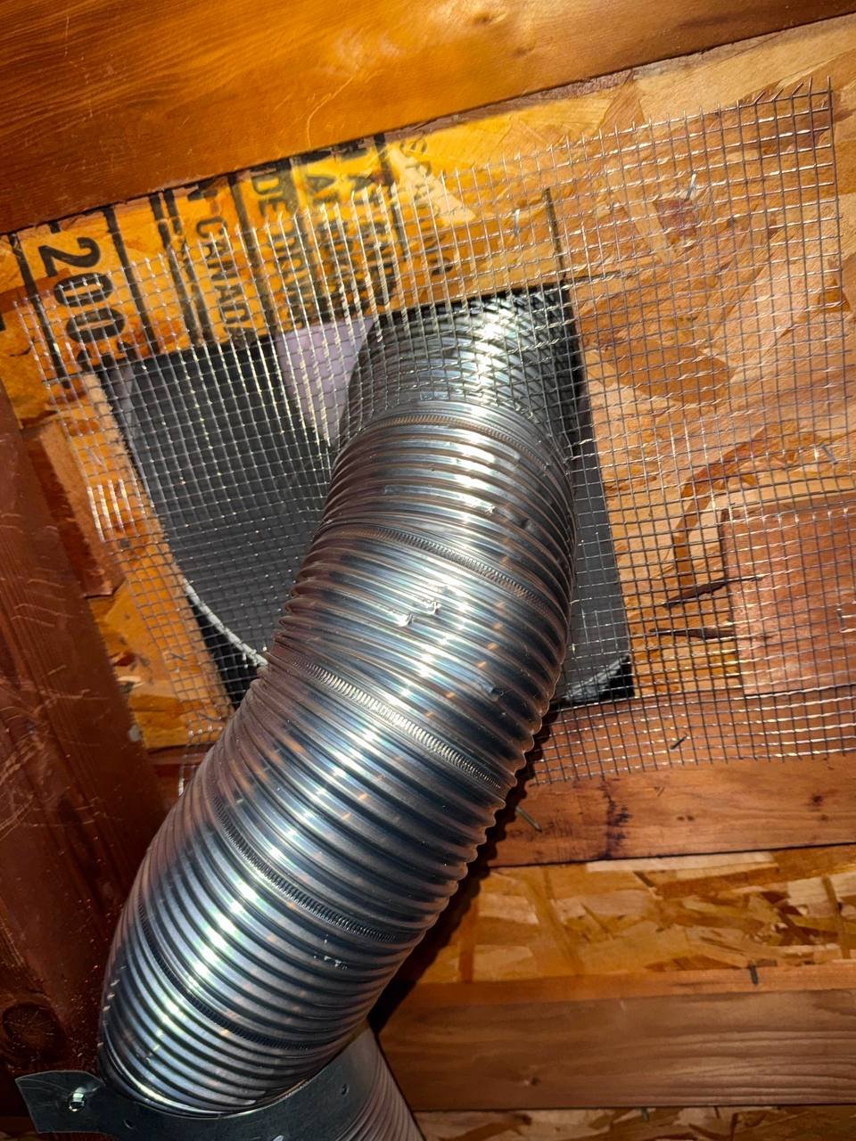 Wire mesh sealed around a duct penetration in San Jose