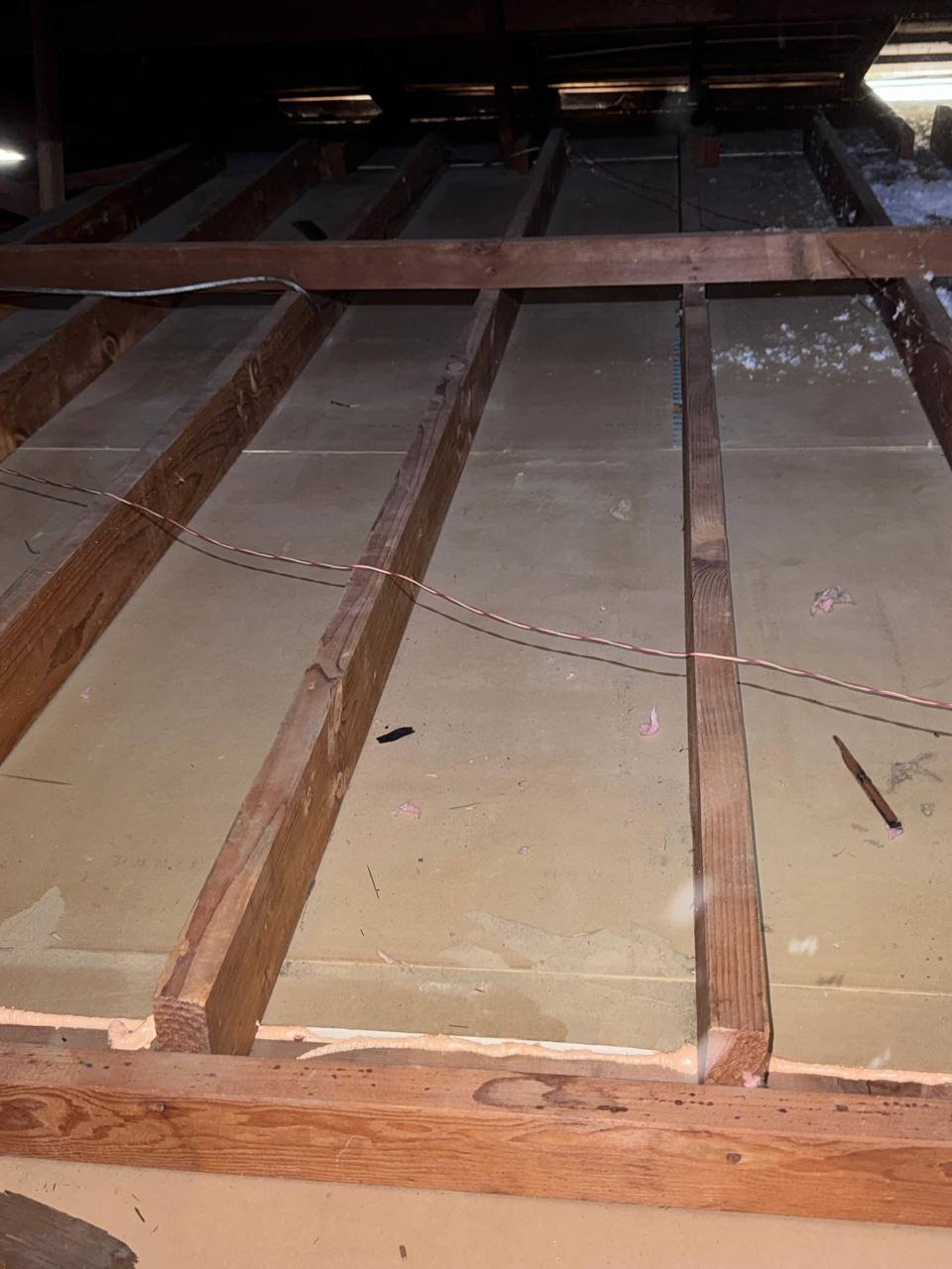 San Jose attic after removal, joists and deck cleaned
