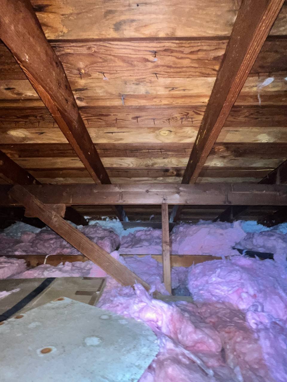 Attic space in a San Jose home where the air ducts were replaced