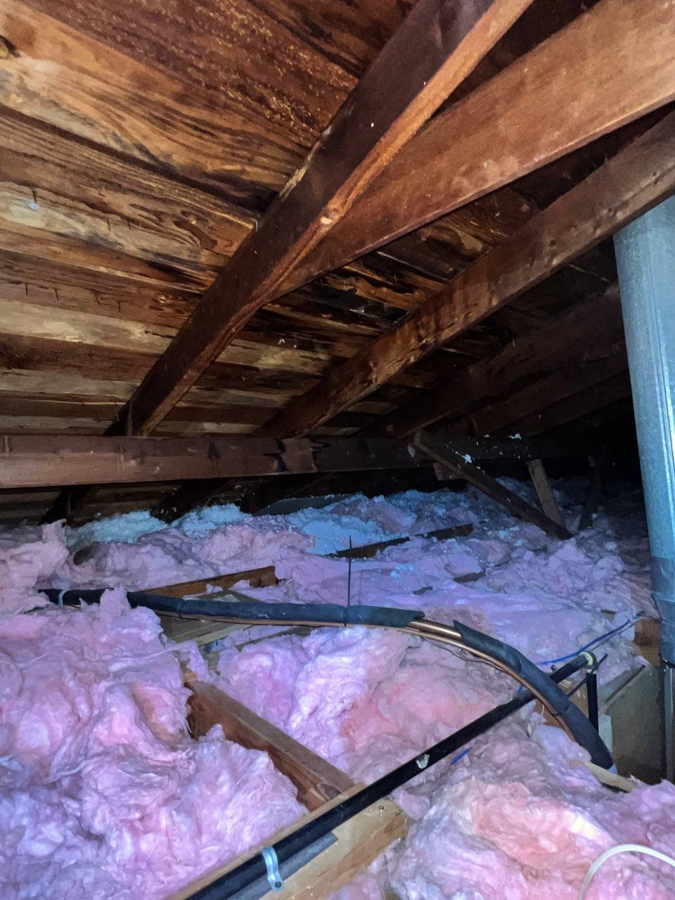 Another view of a San Jose attic where the air ducts were replaced