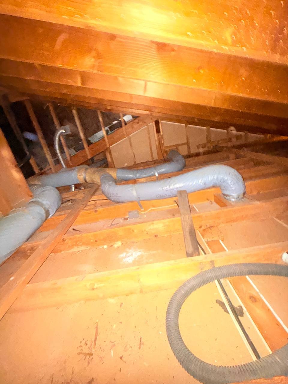 San Jose attic after removal, joists and deck cleaned