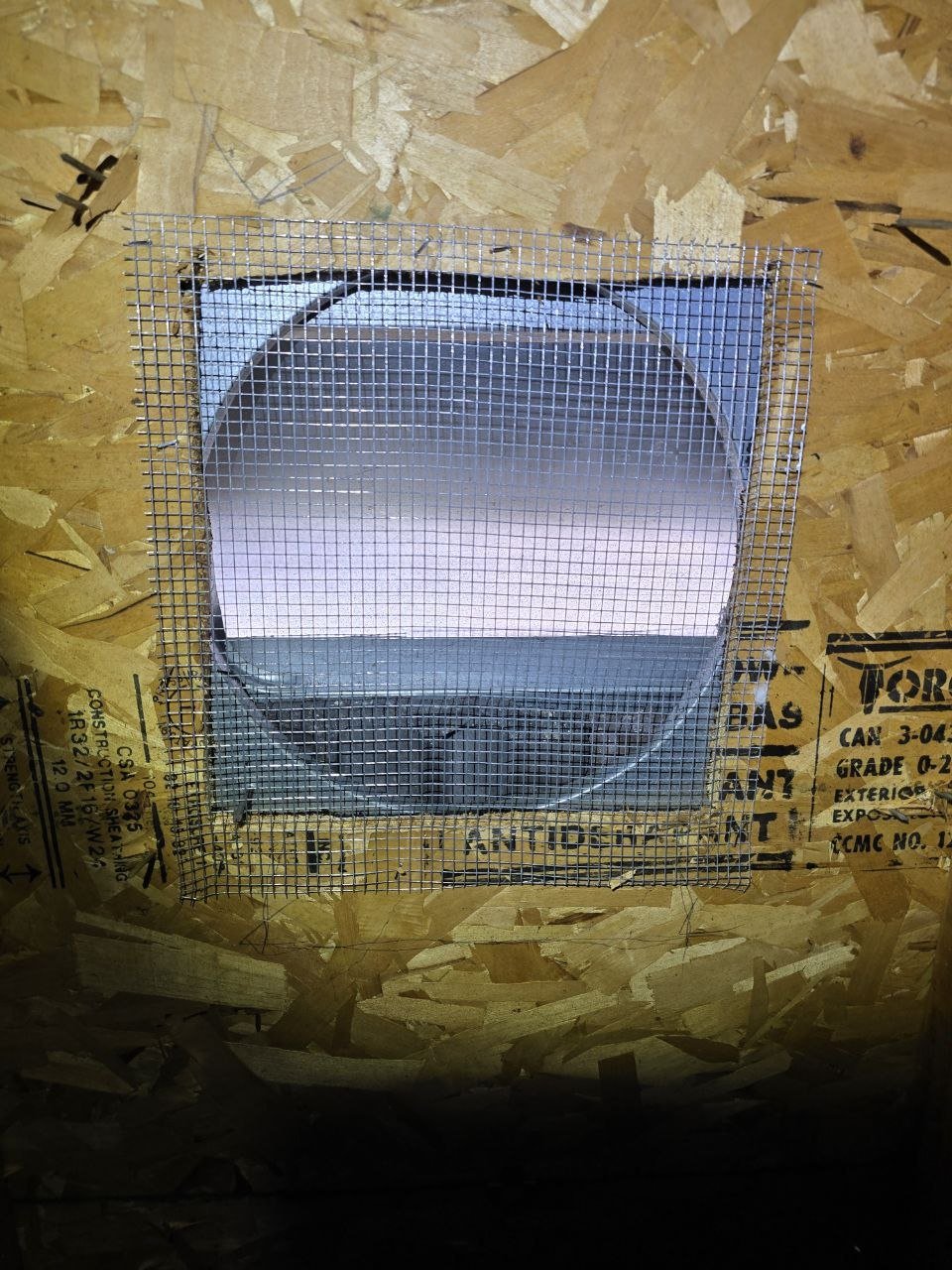 Another attic vent screened with wire mesh in San Jose