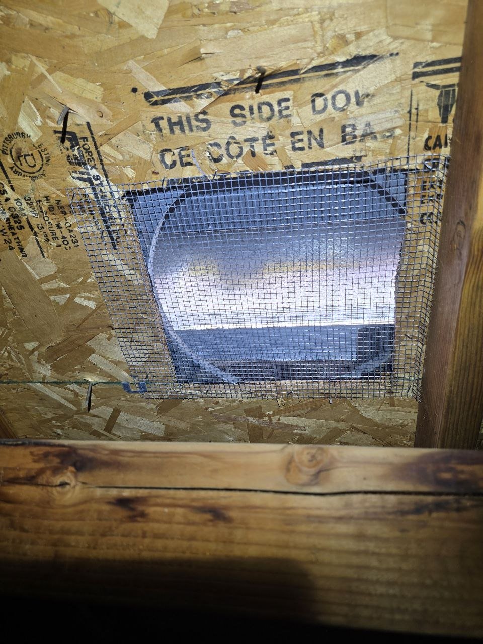 Screened attic vent opening in San Jose