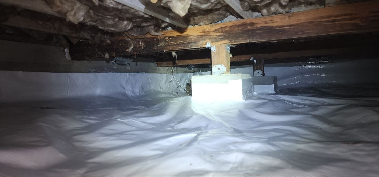 San Jose crawl space after the job, vapor barrier and new insulation
