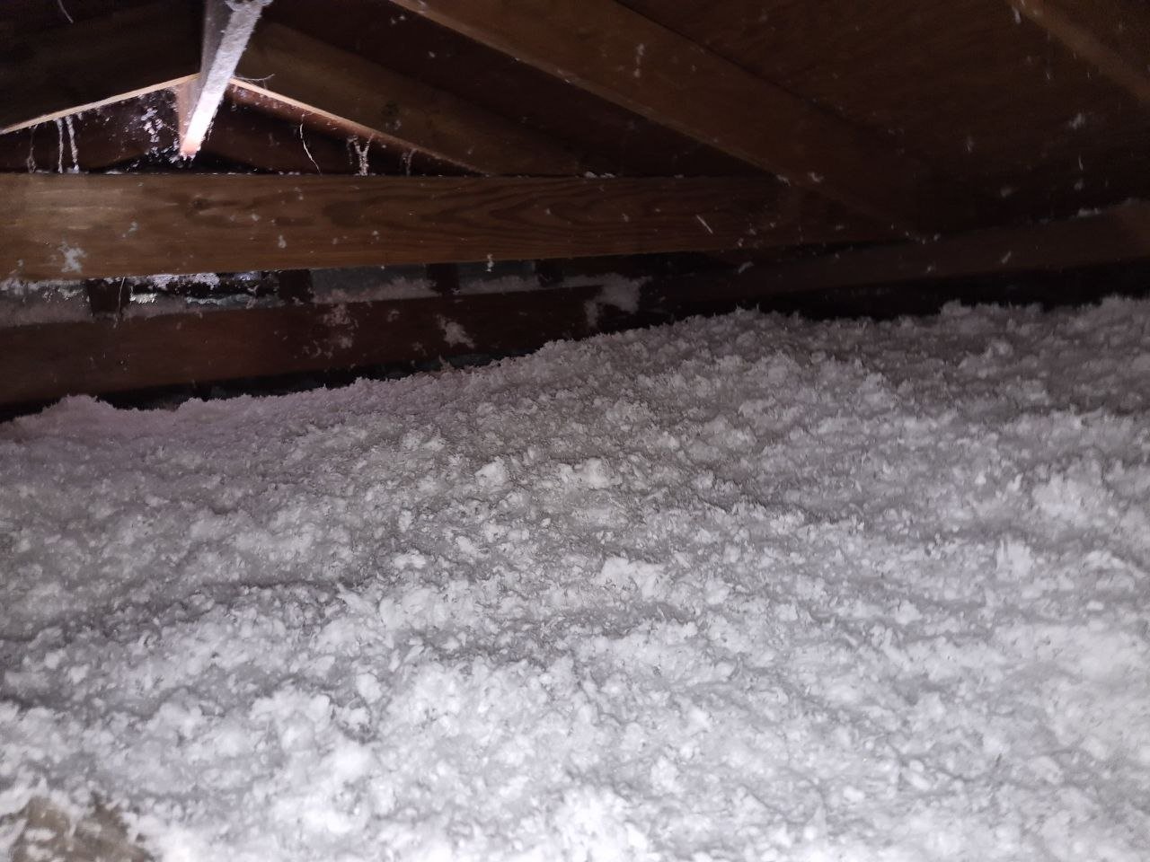 San Leandro attic after the job, new blown-in insulation