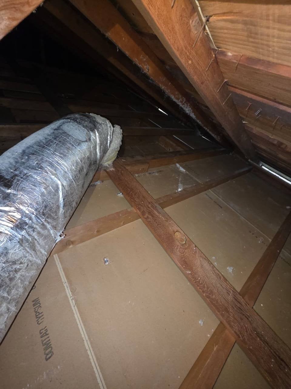 Cleaned attic deck with new flexible air ducts in San Ramon