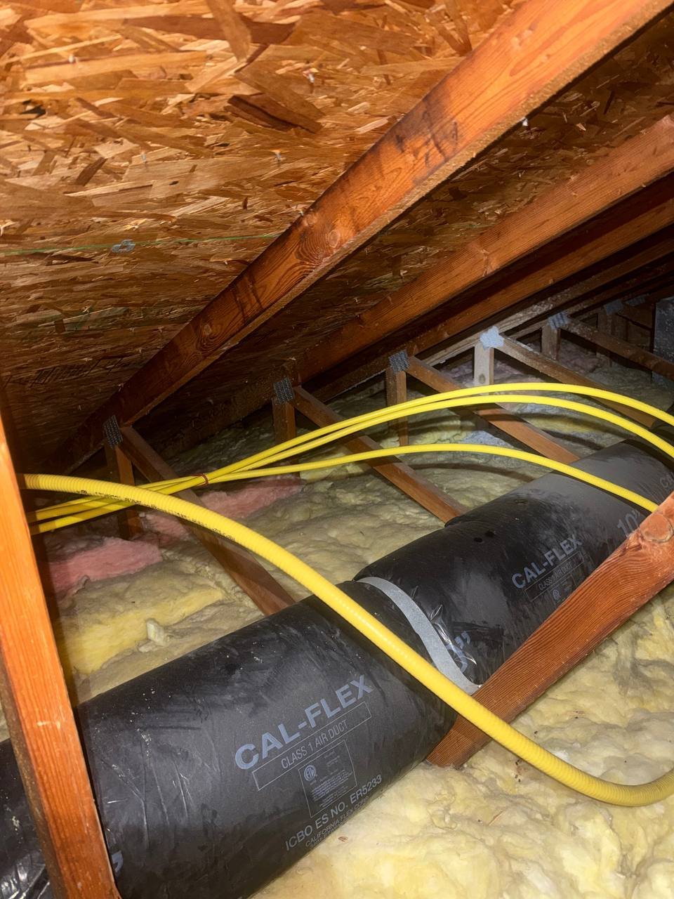 Santa Clara attic before work, old insulation