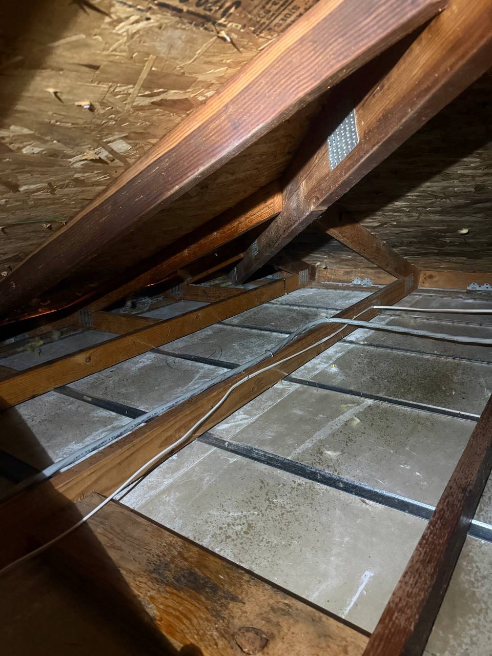Santa Clara attic after removal, joists and deck cleaned