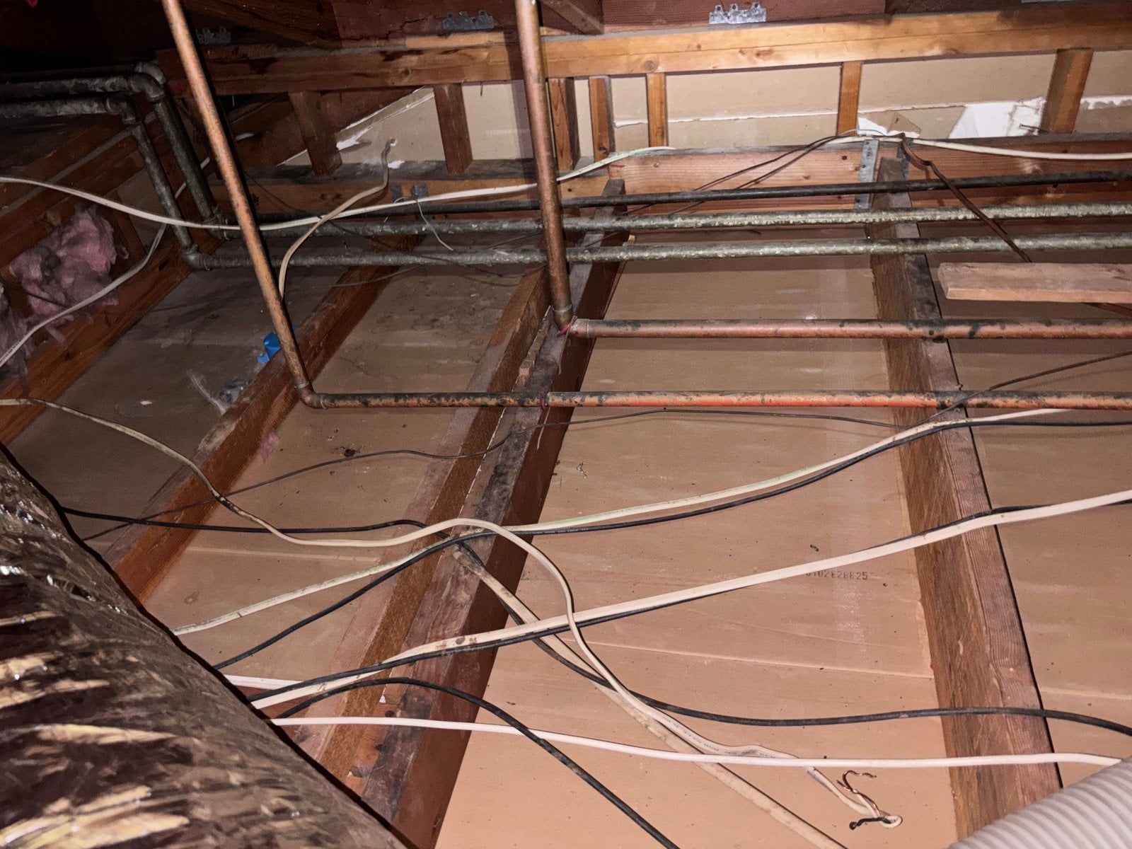 Santa Clarita attic after removal, joists and deck cleaned