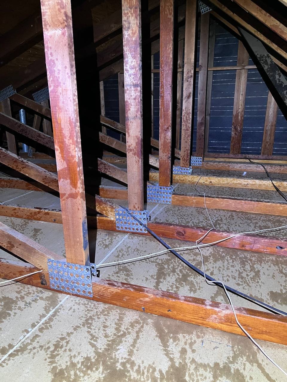 Santa Rosa attic after removal, joists and deck cleaned