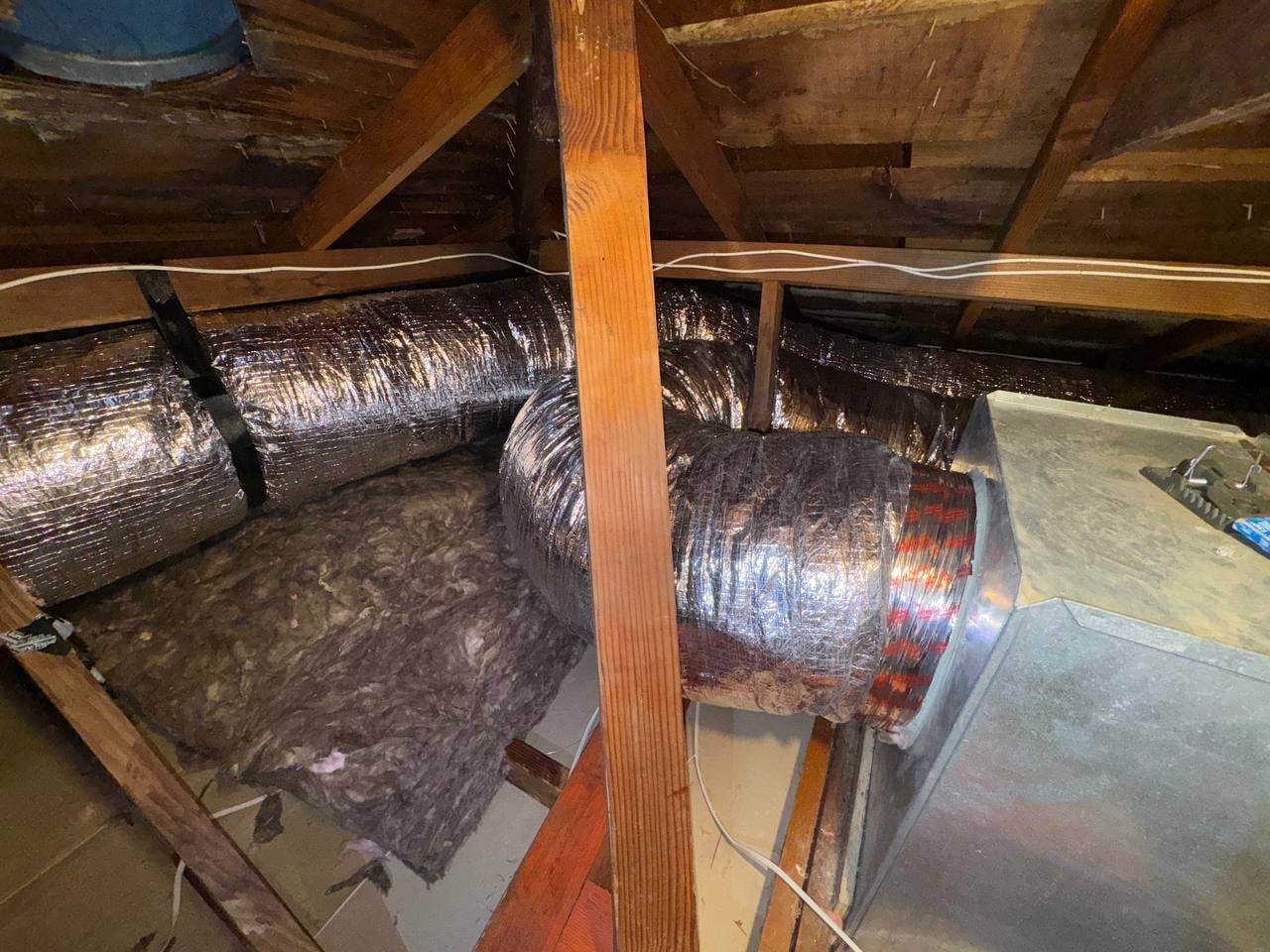Another run of new flexible air ducts in a Santa Rosa attic