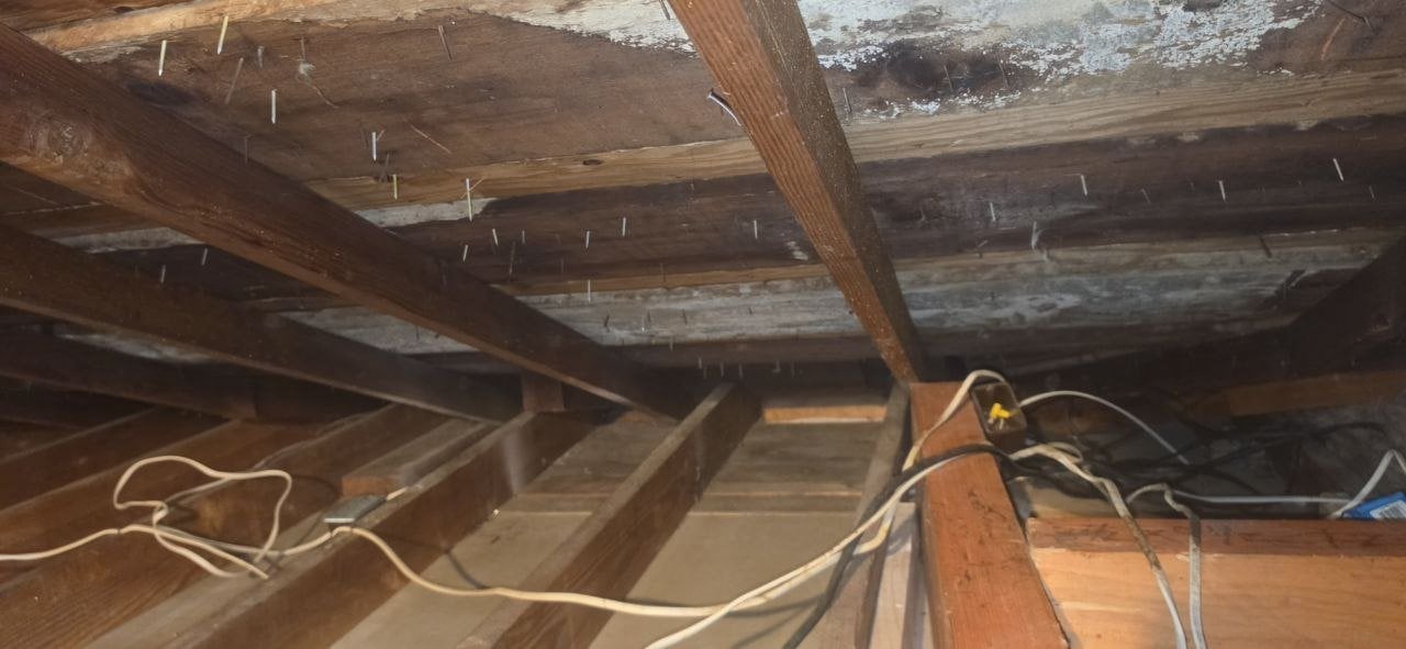 Santa Rosa attic after removal, joists and deck cleaned