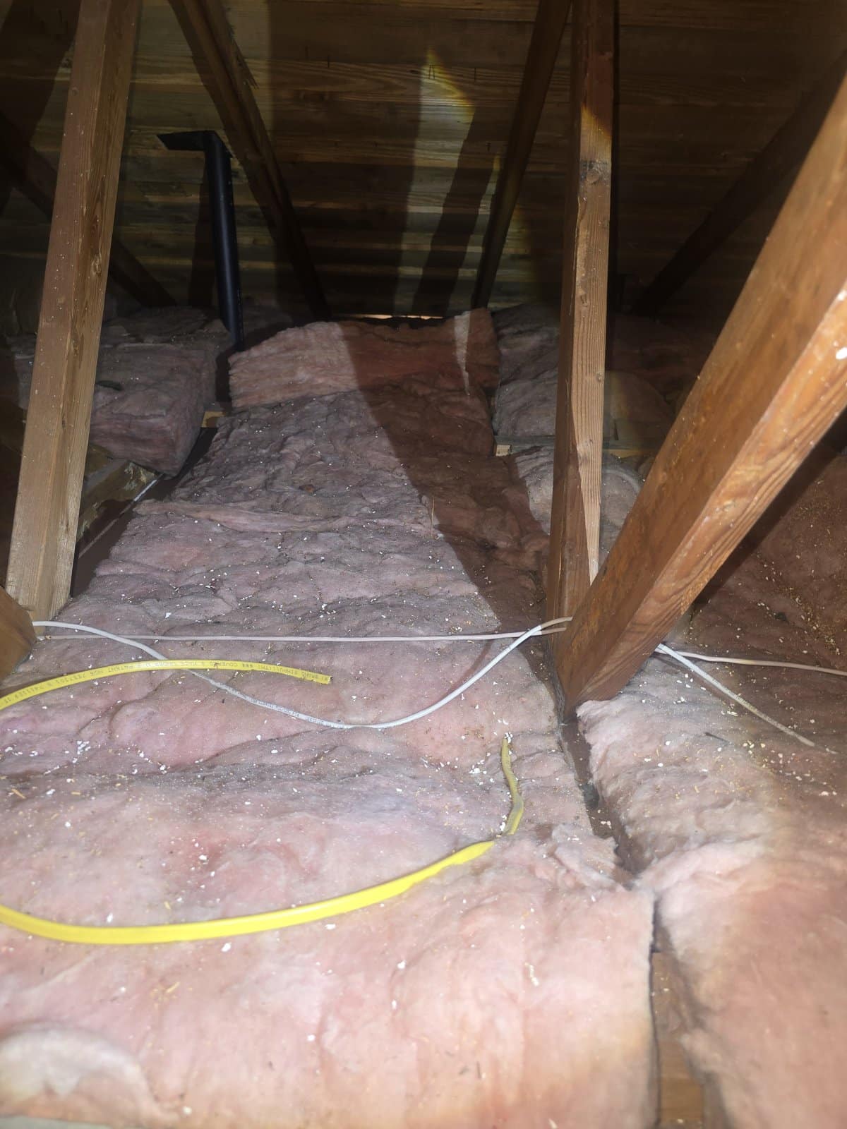 Thousand Oaks attic before work, old insulation