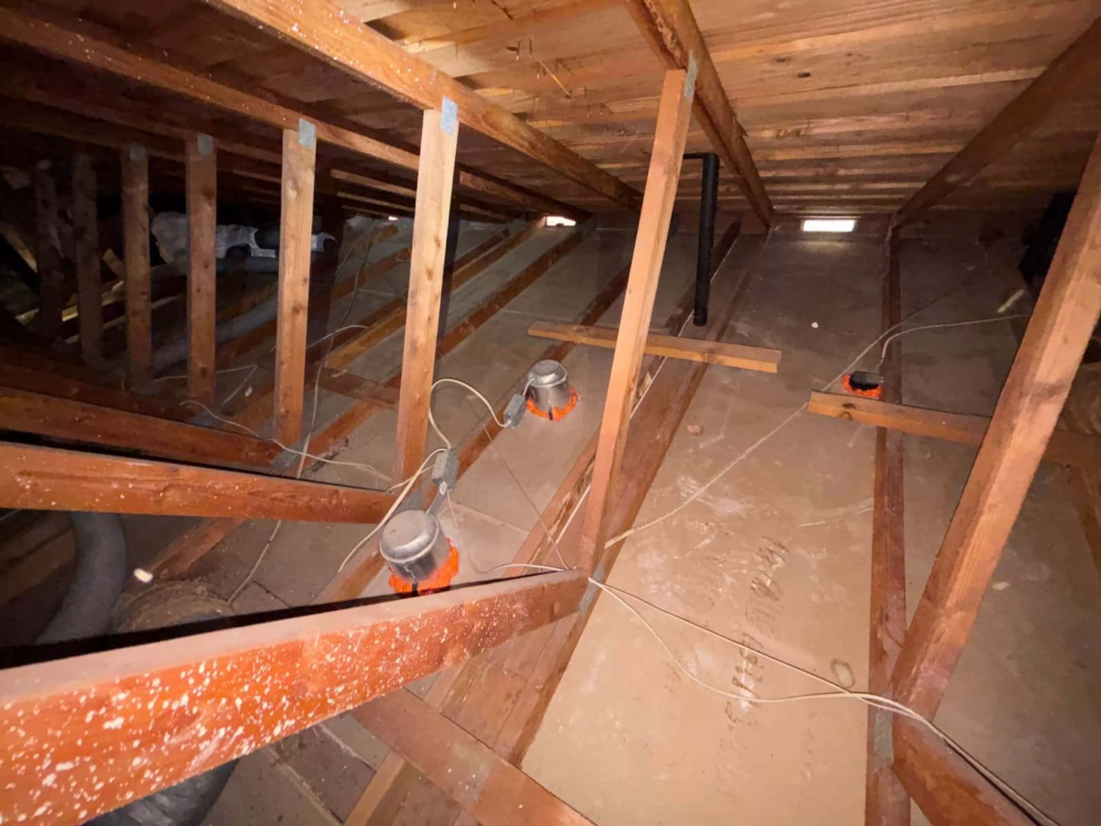 Thousand Oaks attic after removal, joists and deck cleaned