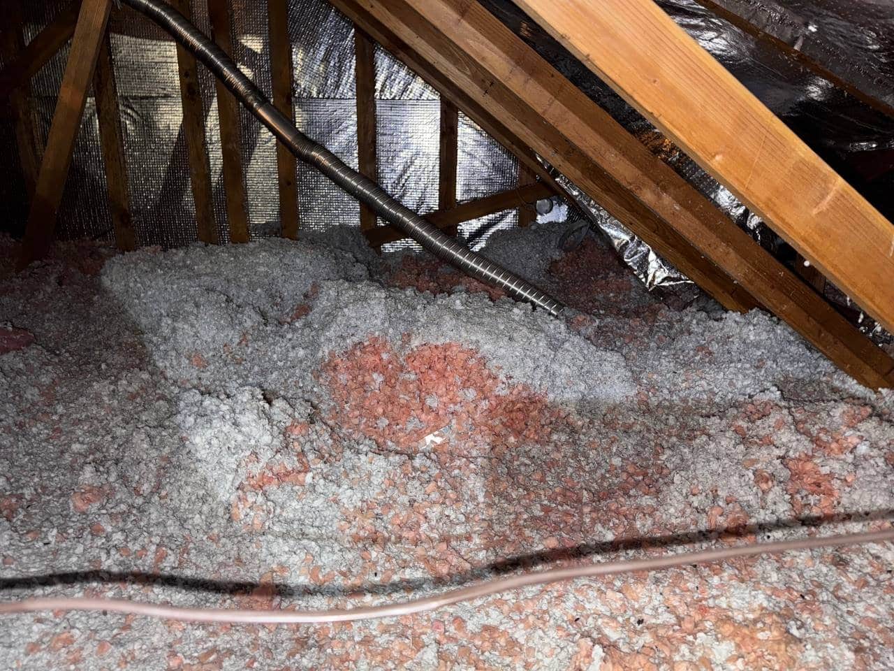Vacaville attic before work, old insulation