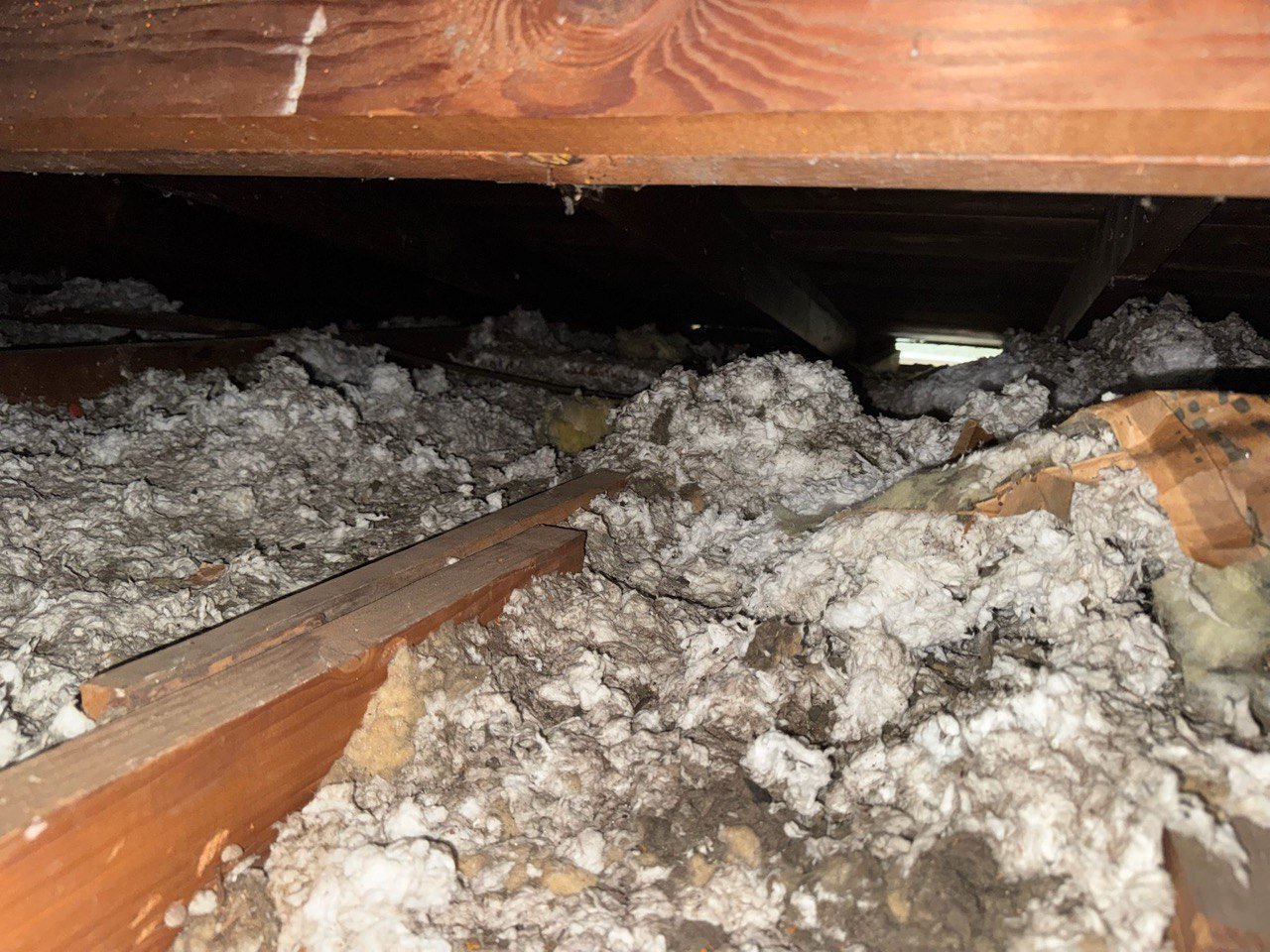 West Covina attic before work, old insulation