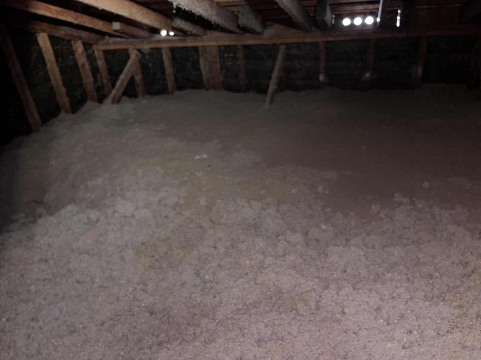 Westlake Village attic before work, old insulation
