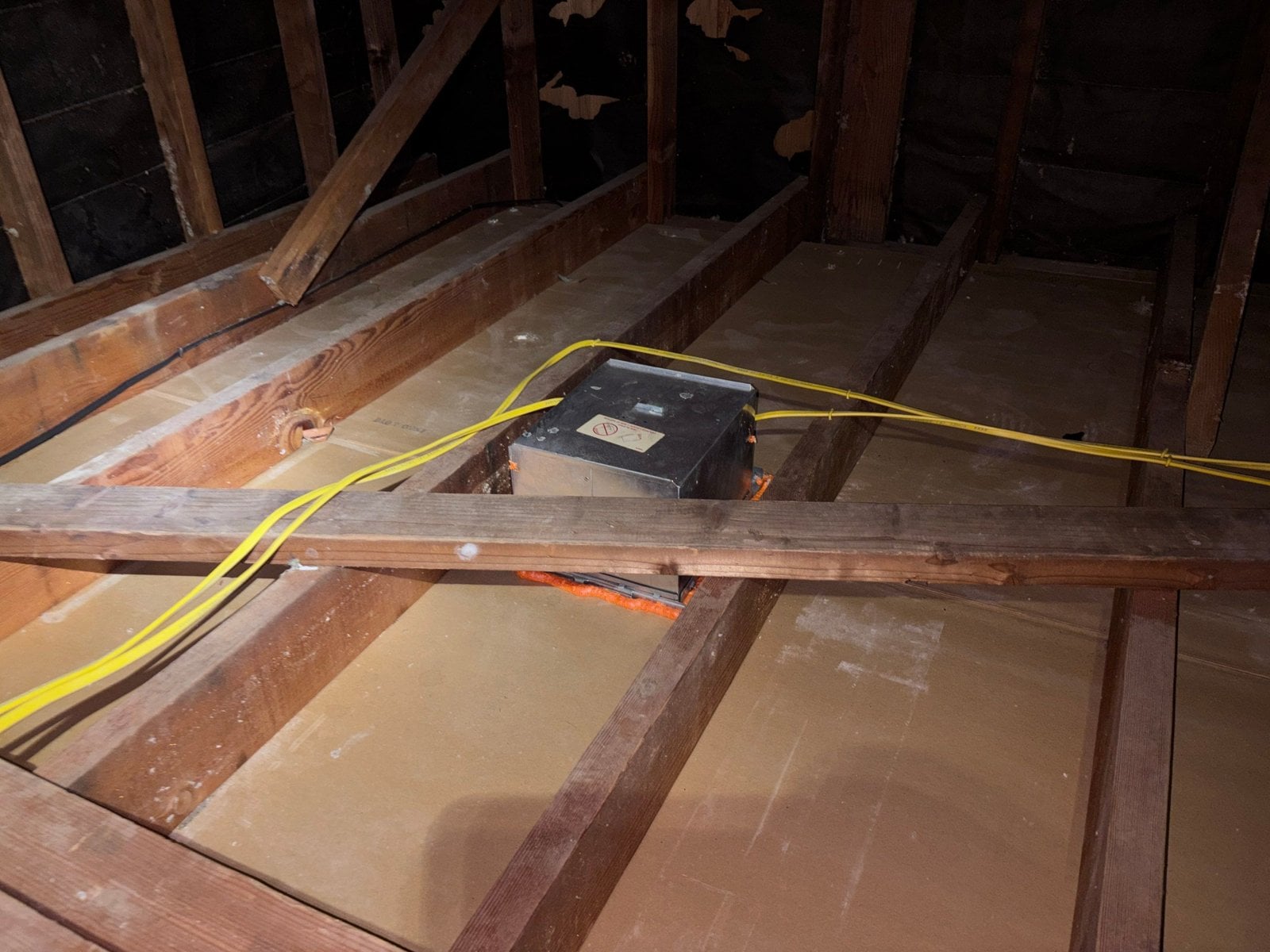 Westlake Village attic after removal, joists and deck cleaned