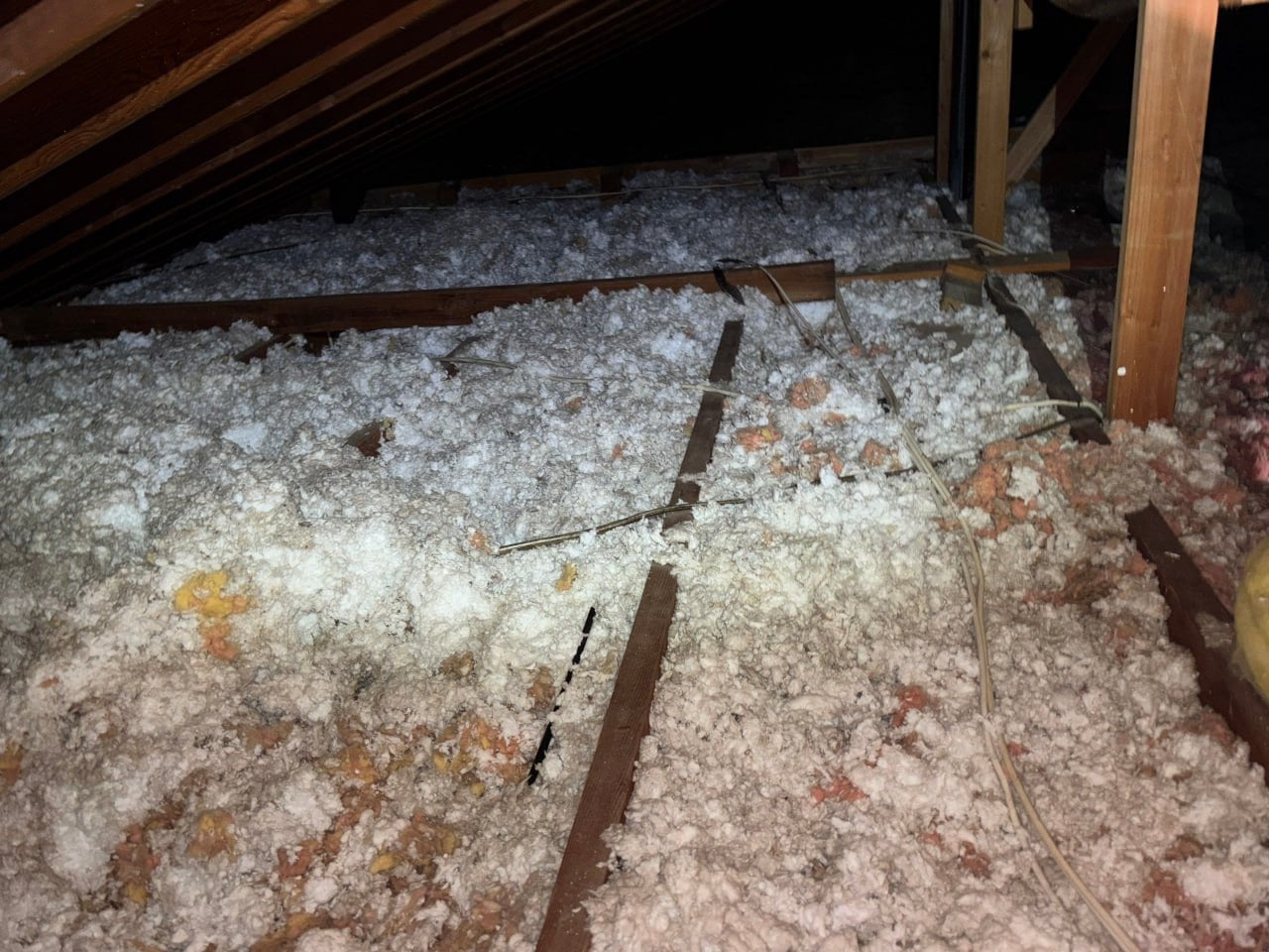 Westlake Village attic before work, old insulation