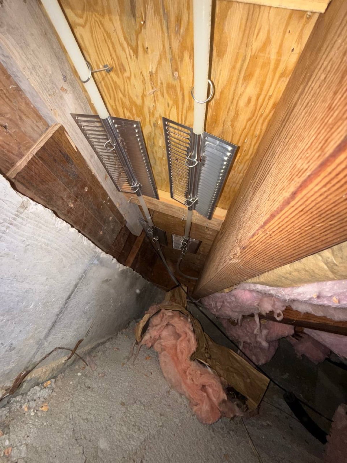 Early stage of the Mill Valley attic job — the cleanup